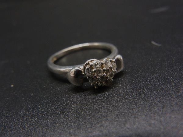 ■美品■ Folli Follie フォリフォリ SV925 ラインストーン ハート リング 指輪 アクセサリー レディース シルバー系×クリア DN1029