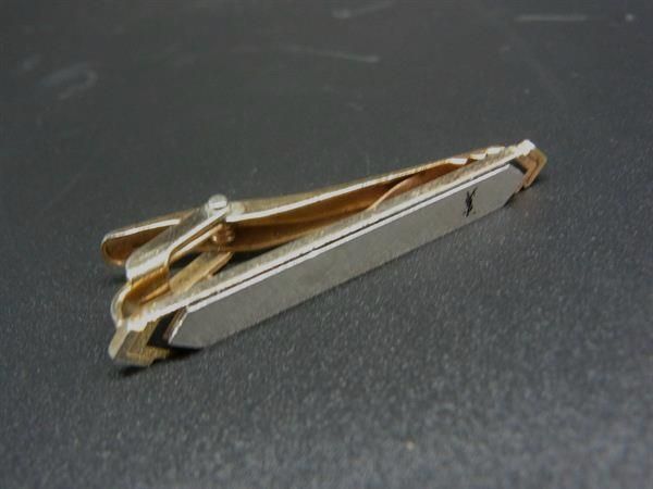 ■美品■ YVESSAINTLAURENT イヴサンローラン タイピン タイクリップ アクセサリー メンズ シルバー系×ゴールド系 DN1054