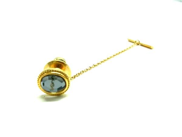 ■美品■ YVESSAINTLAURENT イヴサンローラン ラインストーン タイピン ピンバッジ アクセサリー メンズ ゴールド系 DN1061