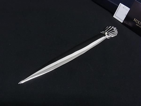 ■極美品■ MIKIMOTO ミキモト 本真珠 アコヤ真珠 パール 約4mm ペーパーナイフ レターオープナー シルバー系 DN2003