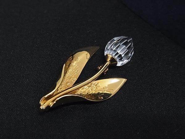 ■新品同様■ SWAROVSKI スワロフスキー A 9446 NR 960 201 チューリップモチーフ ブローチ ピンバッジ ゴールド系 DN2007