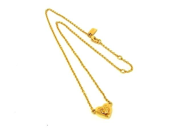 ■美品■ COACH コーチ ハートモチーフ ネックレス ペンダント アクセサリー レディース ゴールド系 DN2024