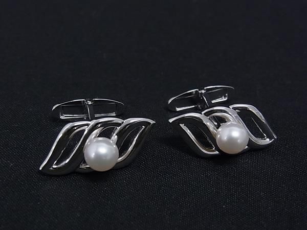 ■極美品■ MIKIMOTO ミキモト 本真珠 アコヤ真珠 パール 約6mm SV925 カフスボタン カフリンクス アクセサリー シルバー系 DN2032