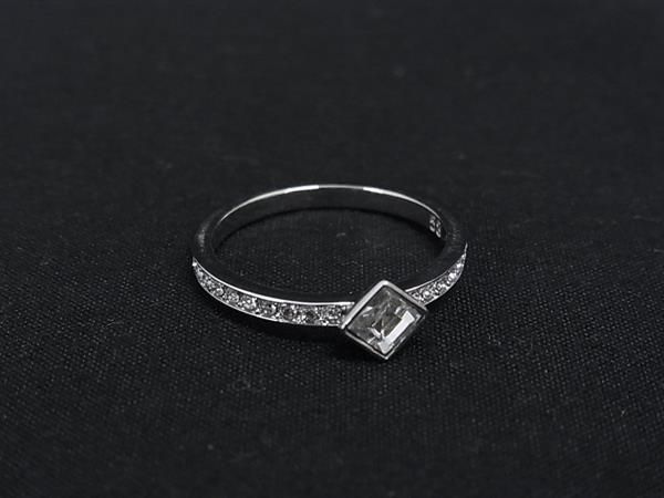 ■美品■ SWAROVSKI スワロフスキー ラインストーン ビジュー リング 指輪 アクセサリー 約16号 レディース シルバー系 DN2131
