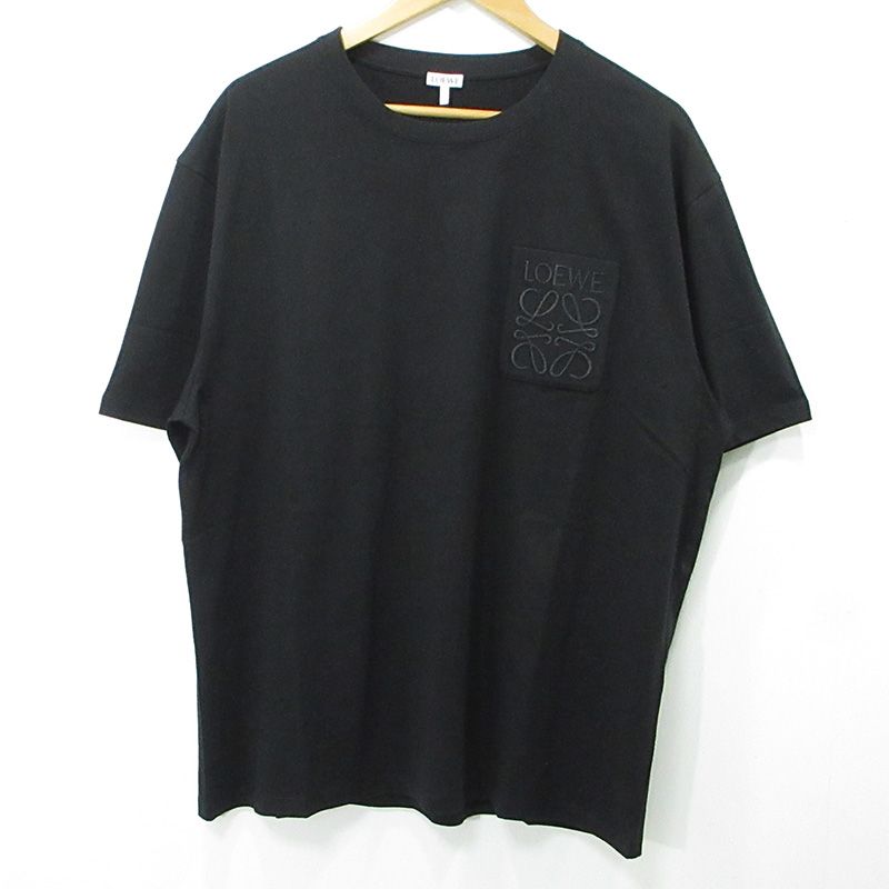 【三重本店】 中古 LOEWE | ロエベ RELAXED FIT T-SHIRT リラックスフィットTシャツ アナグラム刺繍胸ポケット付き半袖Tシャツ ロゴ刺繍 H526Y22XBC ブラック サイズ：XXL 【108】
