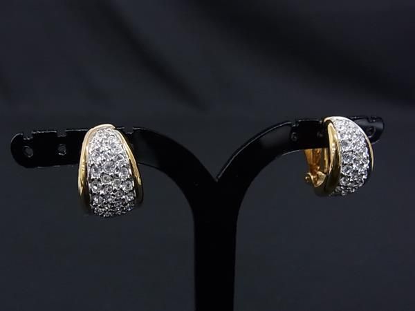 ■美品■ SWAROVSKI スワロフスキー クリスタル ラインストーン クリップ式 イヤリング アクセサリー レディース ゴールド系 DN2144