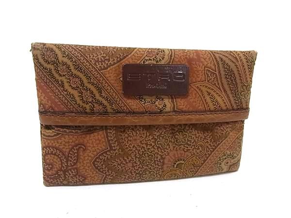 ETRO エトロ ペイズリー柄 ナイロン ポケットティッシュケース ティッシュ入れ メンズ レディース ブラウン系×マルチカラー DN2098