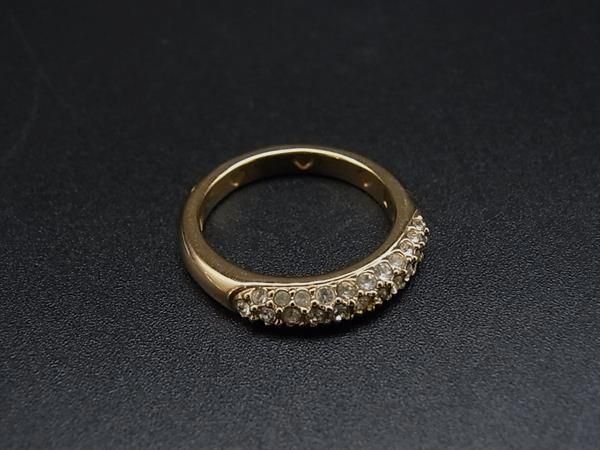 ■美品■ SWAROVSKI スワロフスキー ラインストーン リング 指輪 アクセサリー 約17号 ゴールド系 DM8285