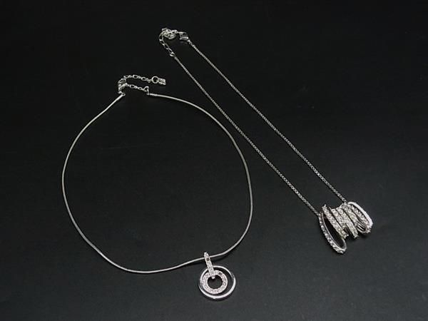 SWAROVSKI スワロフスキー ラインストーン ネックレス ペンダント アクセサリー 2点セット シルバー系 DM8295