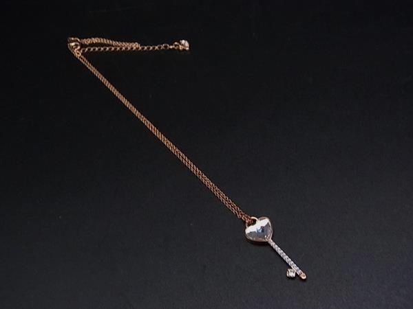 SWAROVSKI スワロフスキー ラインストーン ハート キー ネックレス ペンダント アクセサリー ピンクゴールド系 DM8301