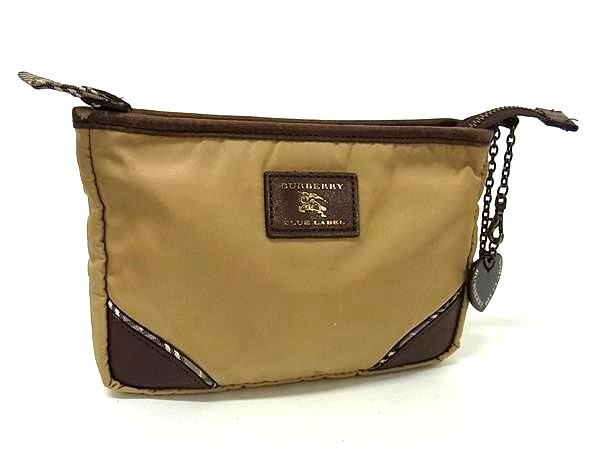 BURBERRY バーバリーブルーレーベル ナイロン×レザー マルチポーチ マルチケース 小物入れ レディース ブラウン系 DN2455