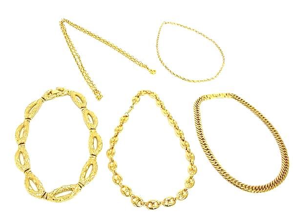 ■極美品~■ ヴィンテージ チェーン ネックレス 等 アクセサリー レディース メンズ 5点セット まとめ売り ゴールド系 DD9772