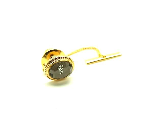 ■美品■ YVESSAINTLAURENT イヴサンローラン ネクタイピン ピンバッジ アクセサリー グレー系×ゴールド系 DM8368