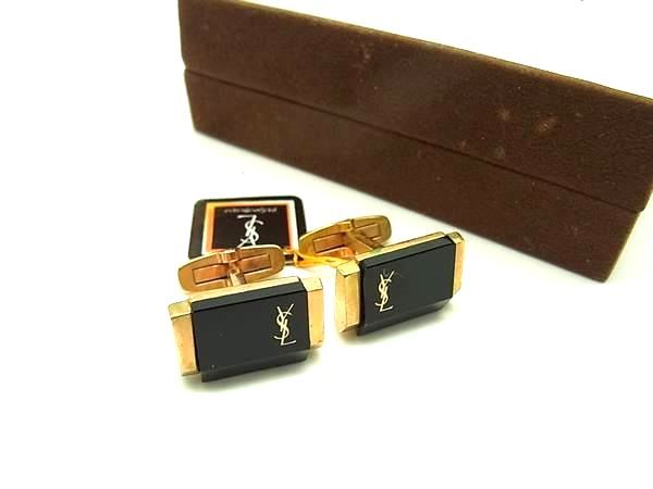 YVESSAINTLAURENT イヴサンローラン カフスボタン カフリンクス アクセサリー メンズ ブラック系×ゴールド系 DM8377
