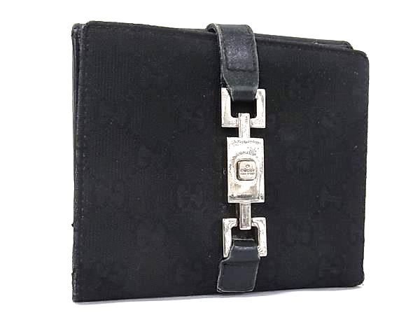 GUCCI グッチ 035 2888 2131 ジャッキー GG柄 GGキャンバス×レザー 二つ折り 財布 ウォレット 札入れ 小銭入れ ブラック系 DN3137