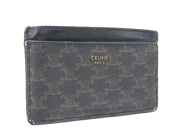 CELINE セリーヌ トリオンフ PVC カードケース カード入れ パスケース 定期入れ レディース メンズ ブラック系 DN2771