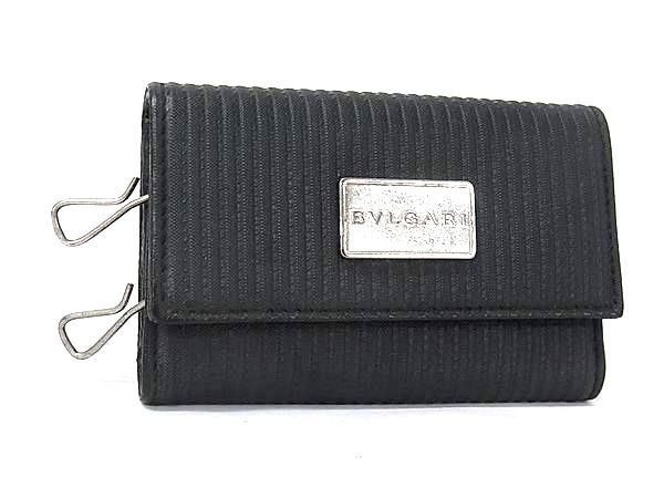 BVLGARI キーケース　レザー　ブラック BVLGARI ブルガリ PVC×レザー キーケース 鍵入れ メンズ レディース