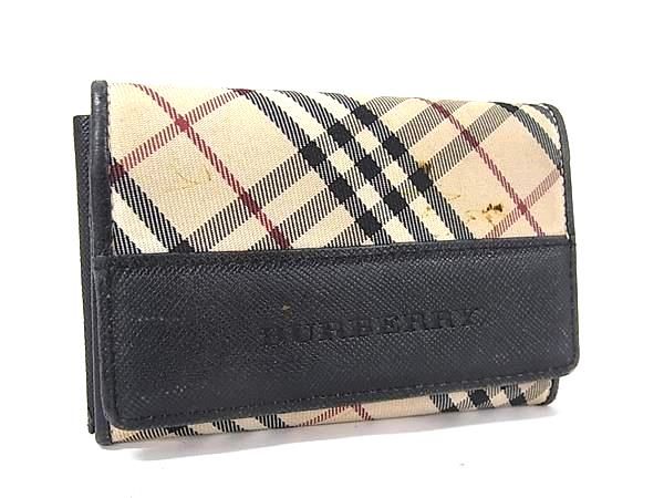 BURBERRY バーバリー キャンバス×レザー チェック柄 カードケース