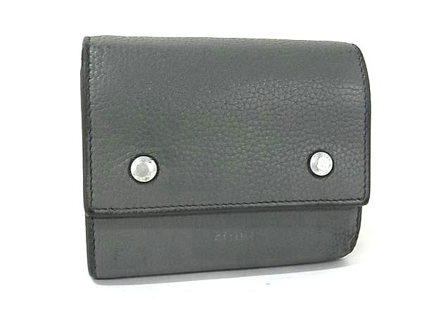 CELINE セリーヌ スモールフォールデッド マルチファンクション レザー 三つ折り 財布 ウォレット 小銭入れ 札入れ グレー系 DN3187