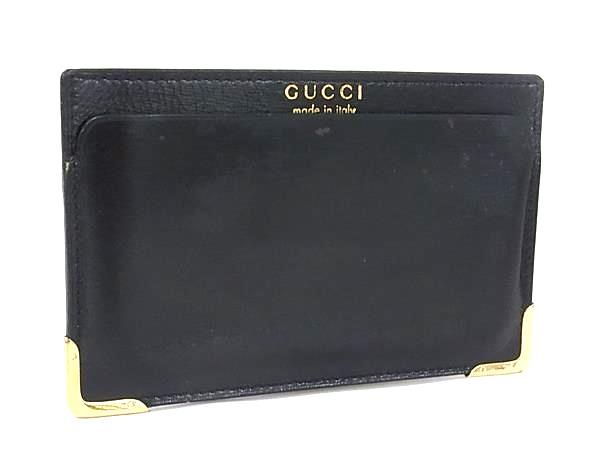 GUCCI グッチ レザー カードケース カード入れ パスケース 定期入れ レディース メンズ ブラック系 DN3255