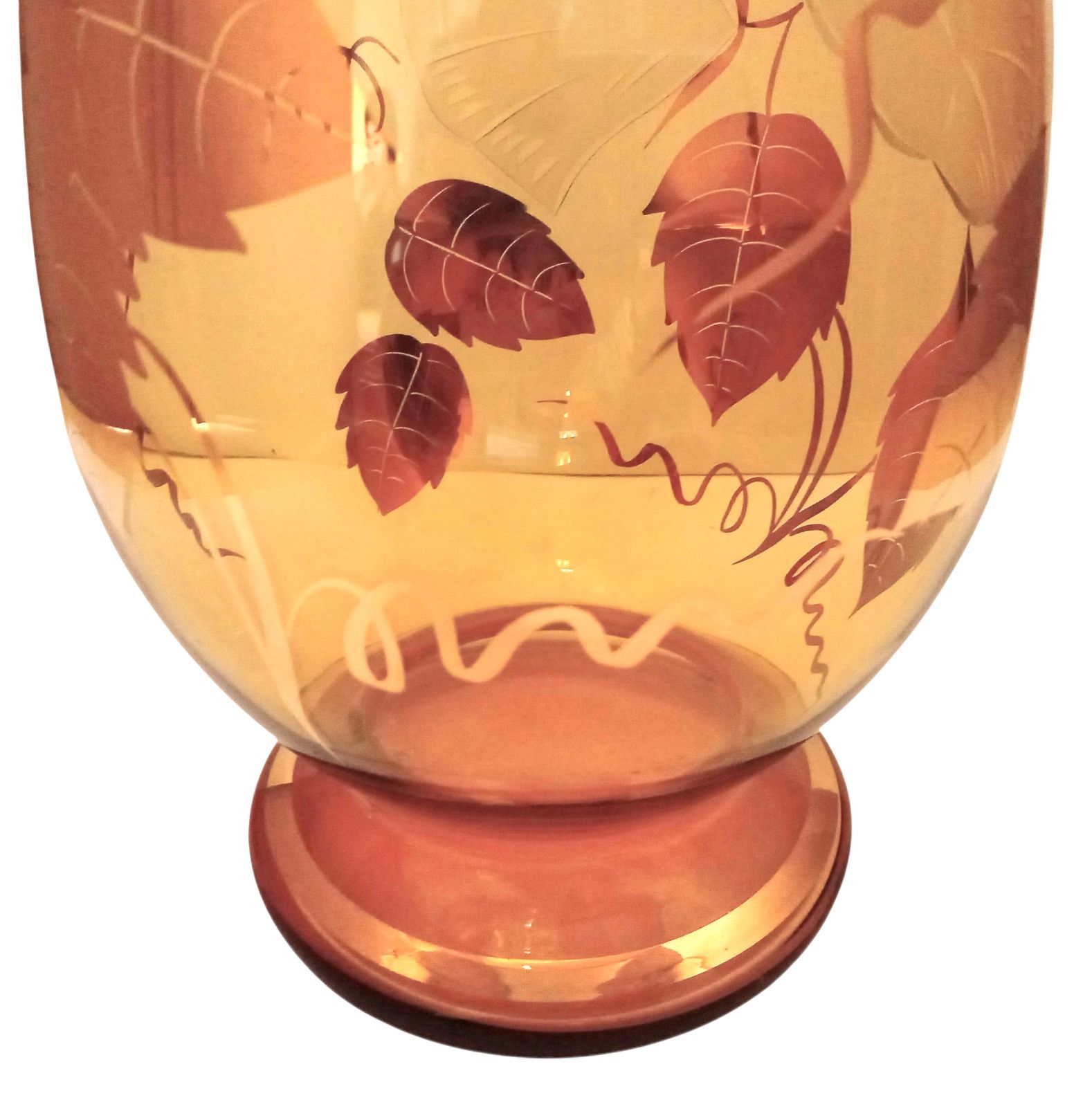 X05078 花瓶 BOHEMIACristal ボヘミアンガラス ガラス製 琥珀色