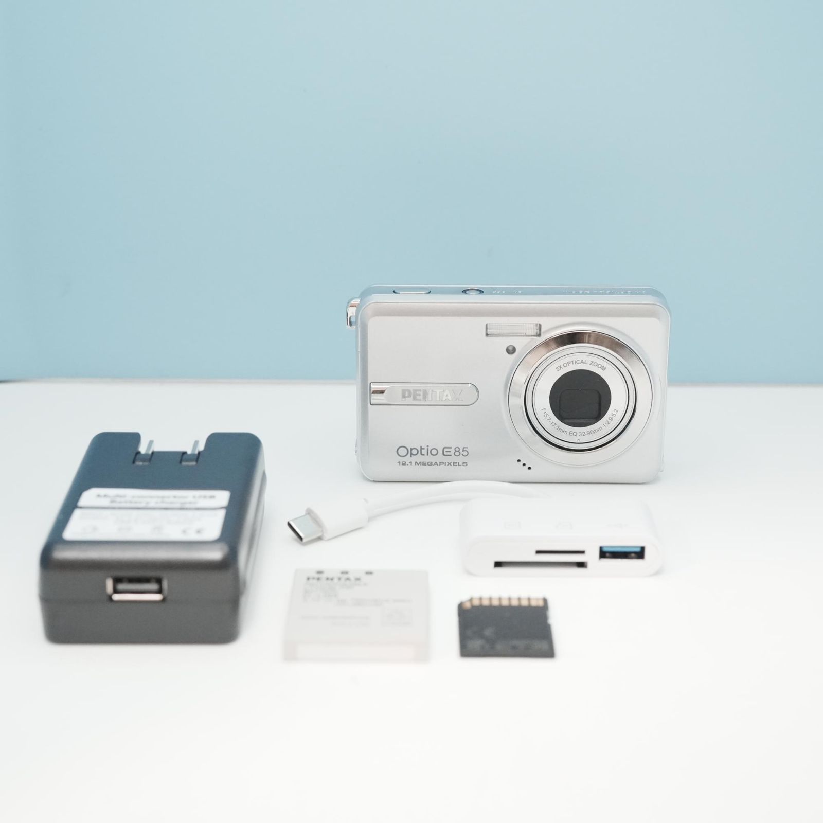 動作確認済み PENTAX Optio E85 スマホ転送 5点セット PENTAX Optio E85 デジカメ スマホ転送OK フルセット 美品 a6465