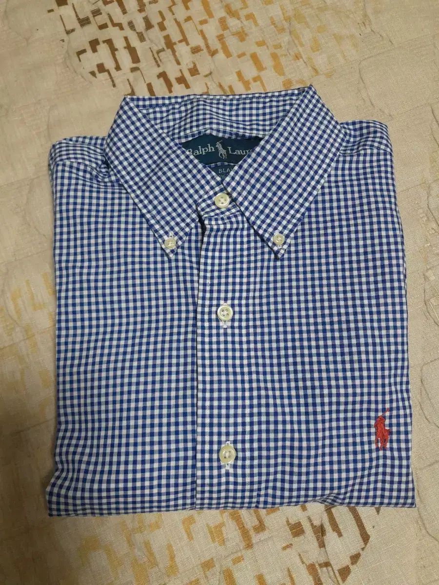 オーバーサイズ Ralph Lauren ラルフローレン ブルー ギンガム CHECK 半袖 シャツ 2XL