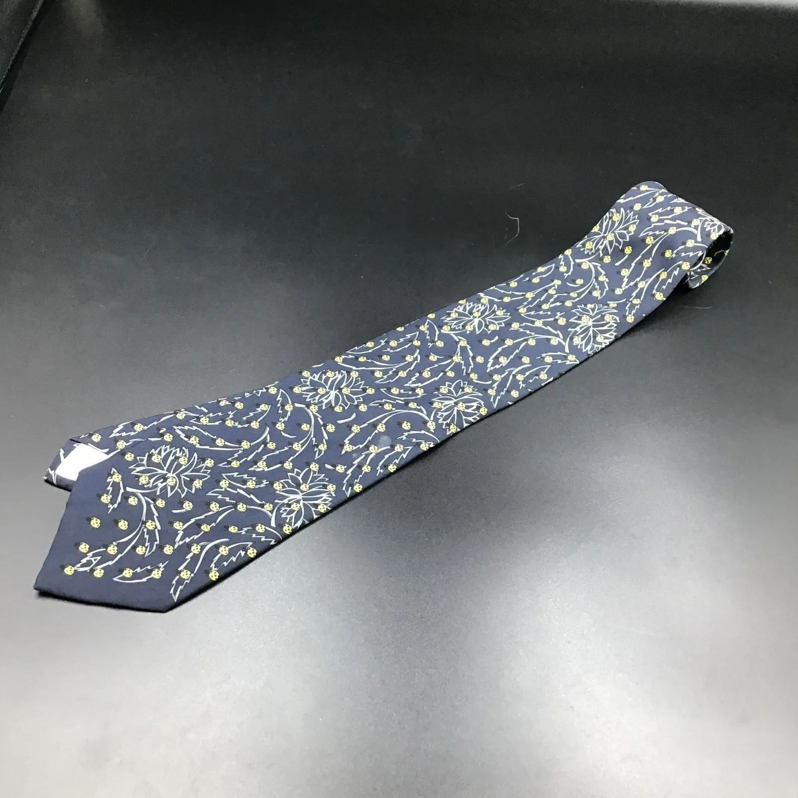 ARNYS PARIS アルニス ネクタイ 高級シルク 総柄 植物 葉 てんとう虫