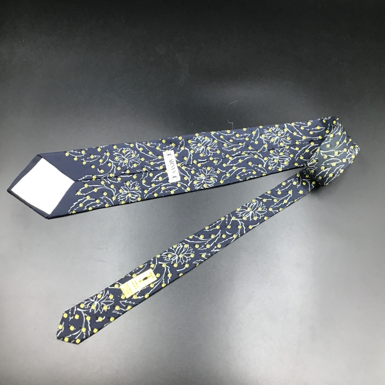ARNYS PARIS アルニス ネクタイ 高級シルク 総柄 植物 葉 てんとう虫