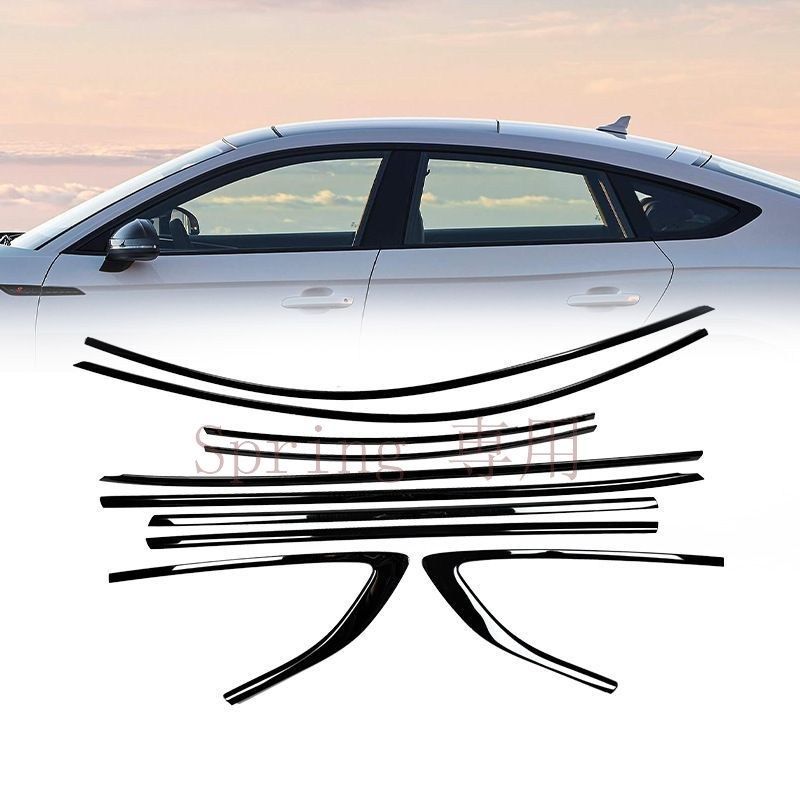 AUDI A5 09-25年式 専用 ドアウィンドウモール ブラック仕上げ 鋼琴黒 不錆鋼製 サイドドア装飾 8-10点セット 高級感アップ F