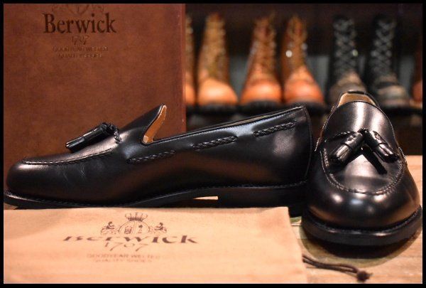 【UK7 箱付 未使用】Berwick バーウィック 4340 タッセルローファー ブラック 黒 スペイン製 HOPESMORE【GE126】
