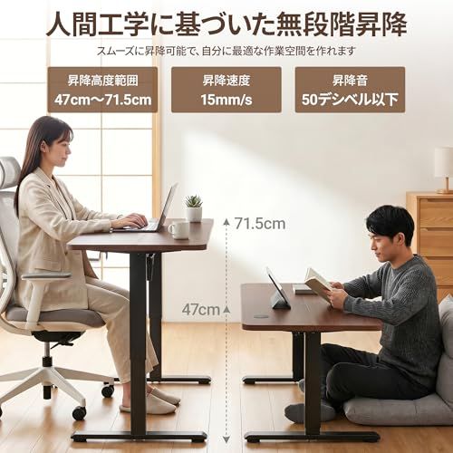Alebert(アレベルト) 昇降デスク 電動 昇降式ローテーブル 幅120*奥行
