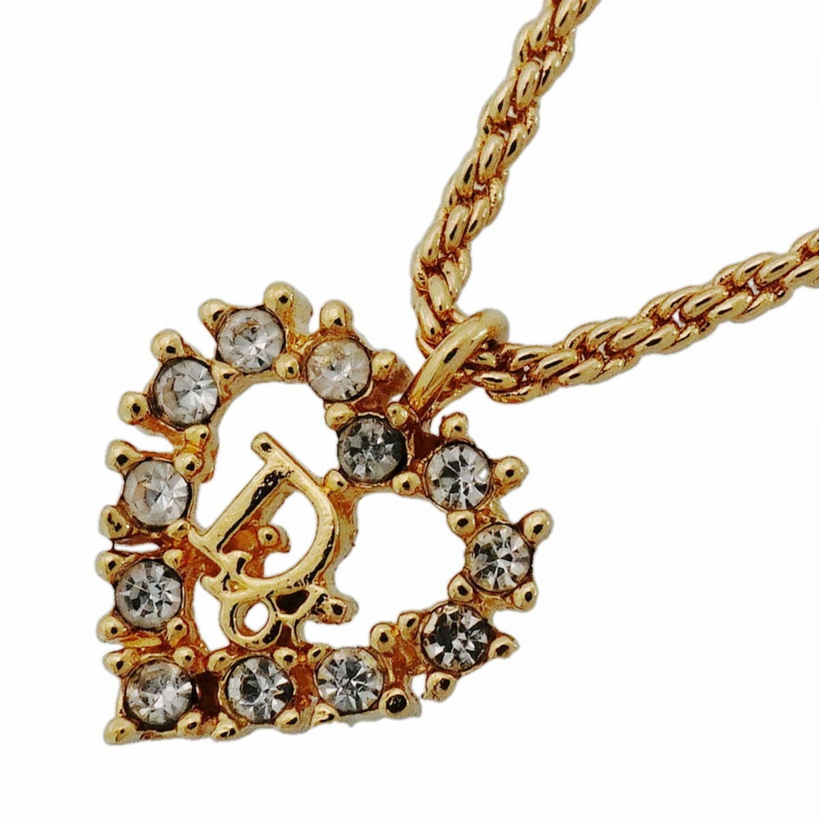 クリスチャン・ディオール(Christian Dior) クリスチャンディオール ネックレス ディオール ハートモチーフ GPメッキ ラインストーン ゴールドレディース