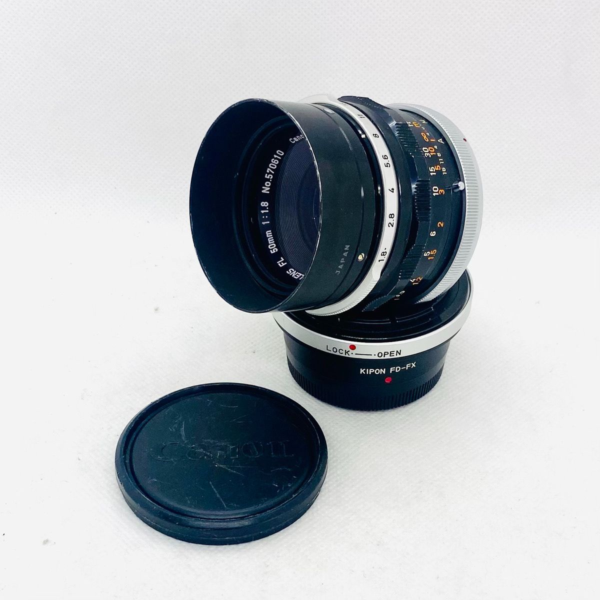 Canon キヤノン FL 50mm F1.8 + KIPON マウントアダプター FD-FX レンズ 清掃済み