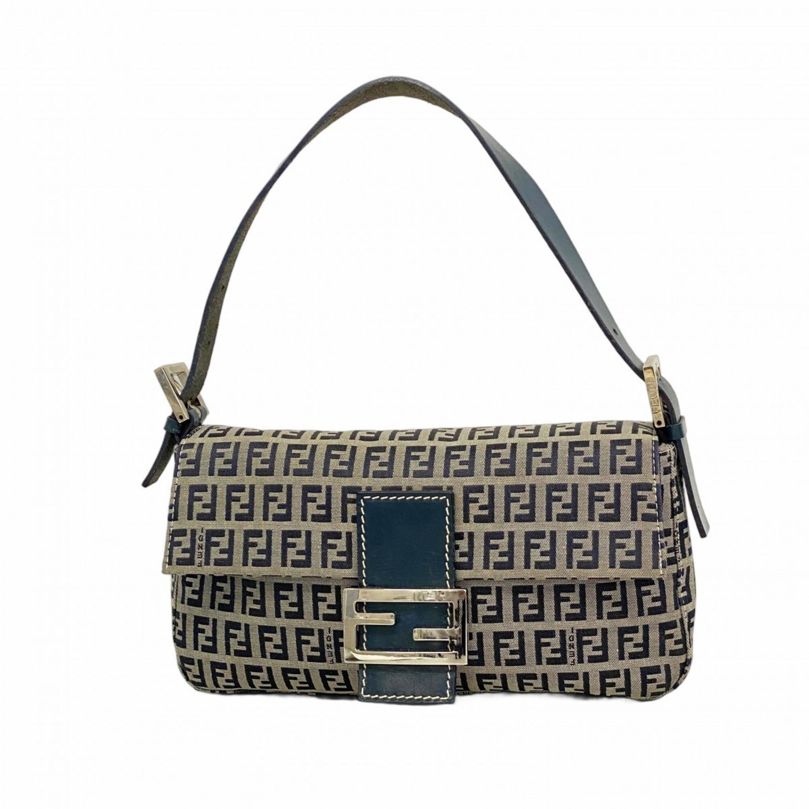 フェンディ(Fendi) フェンディ ハンドバッグ ズッキーノ ナイロンキャンバス ネイビー レディース