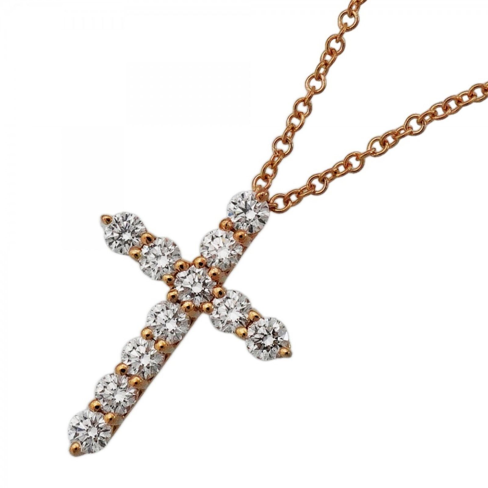 ティファニー(Tiffany) ティファニー ネックレス スモールクロス 11PD 18KPG ピンクゴールド ダイヤモンドレディース