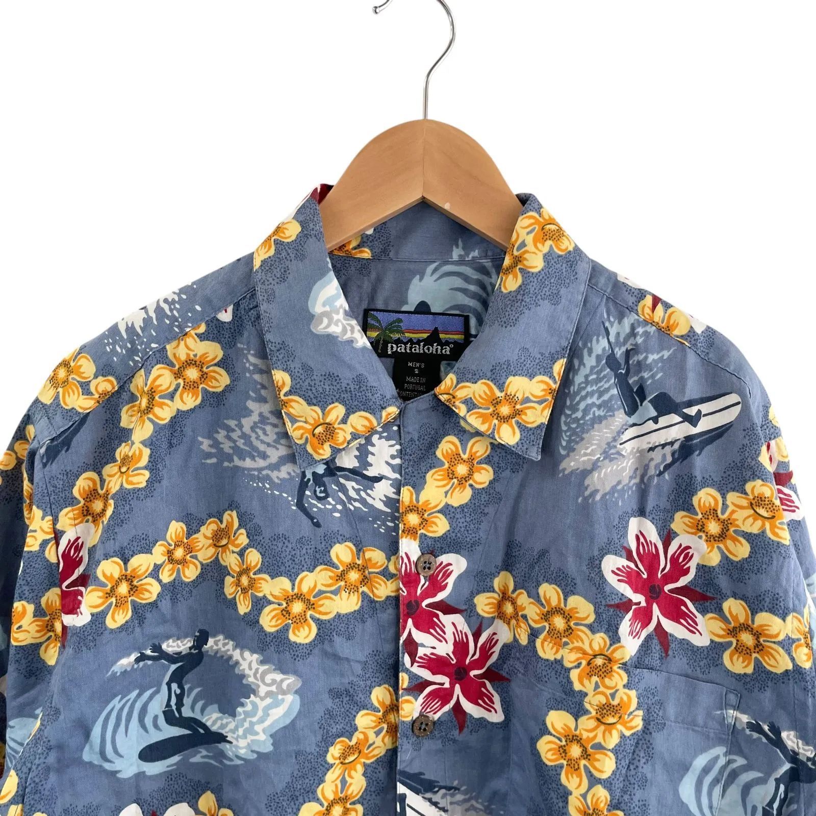 ✨良品 パタゴニア Patalohaオーガニックコットン ブルー花柄　S 良品 パタゴニア Patalohaオーガニックコットン ブルー花柄 S