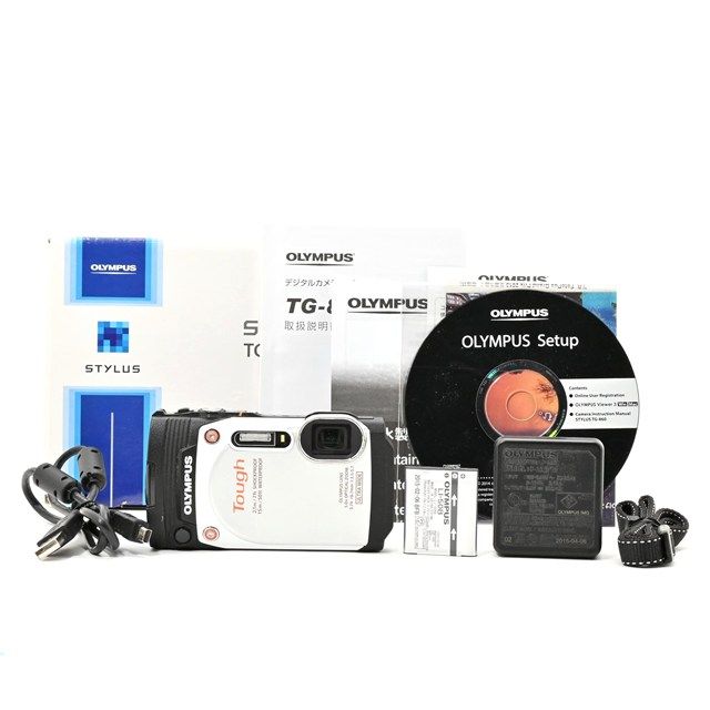 ＜並品＞ OLYMPUS STYLUS TG-860 Tough ホワイト｜防水デジタルカメラ｜動作良好｜実用品｜液晶傷多め｜外観きれい｜元箱・付属品充実｜まだまだ使えるタフネスモデル