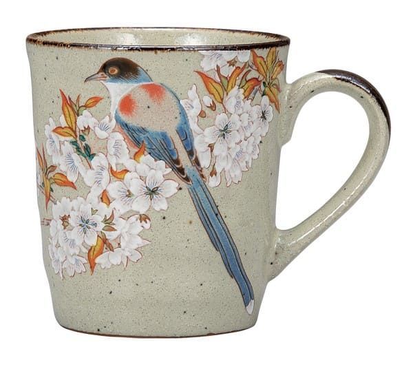 九谷焼 マグカップ 山桜に鳥 陶器 ブランド 和食器 日本製 伝統工芸品