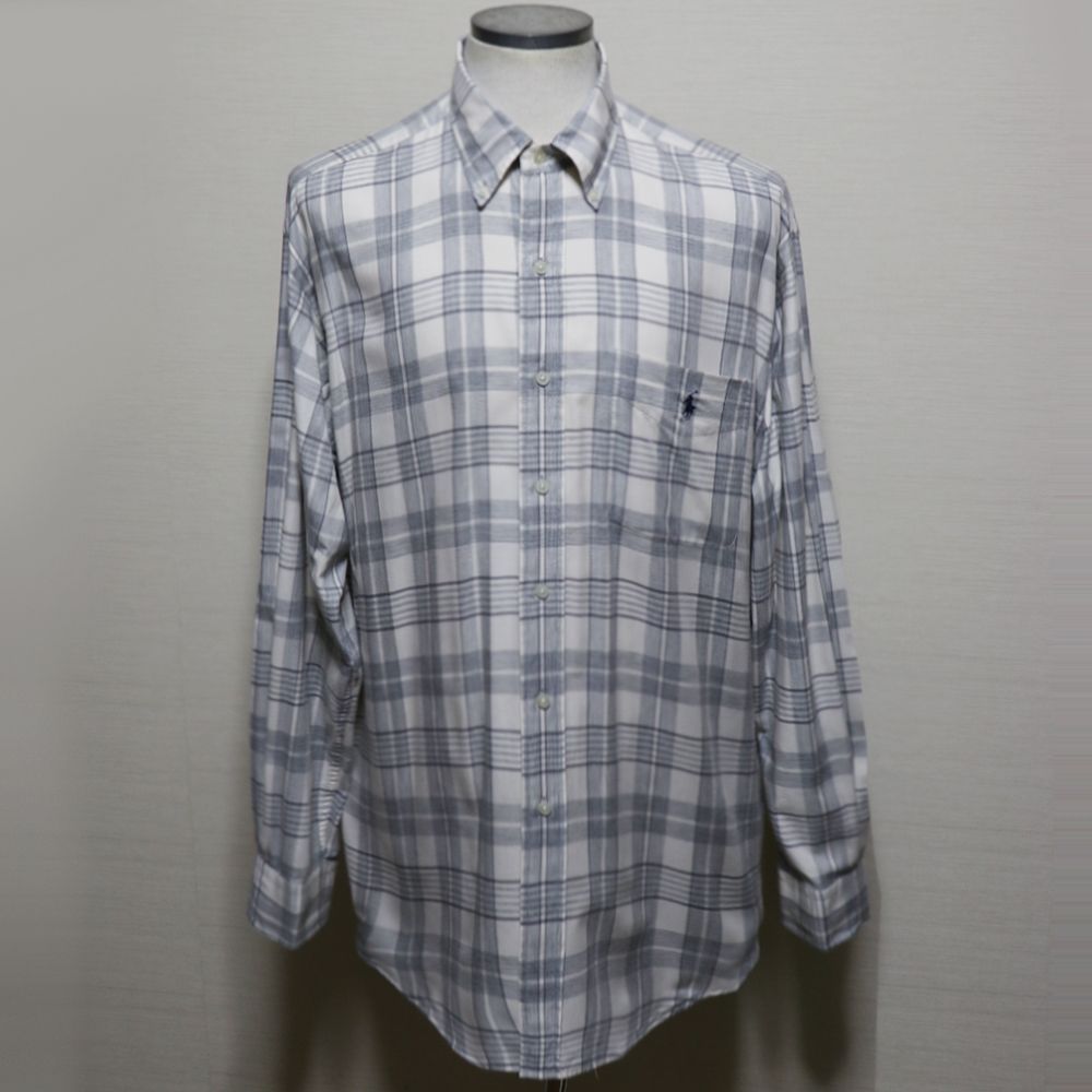 【希少TILDEN】ラルフローレン ゴルフ 90年代チルデン 薄手 ライトネル ボタンダウンシャツ 生成 紺 L 2XL ビックサイズ オーバーサイズ 美品 米国購入