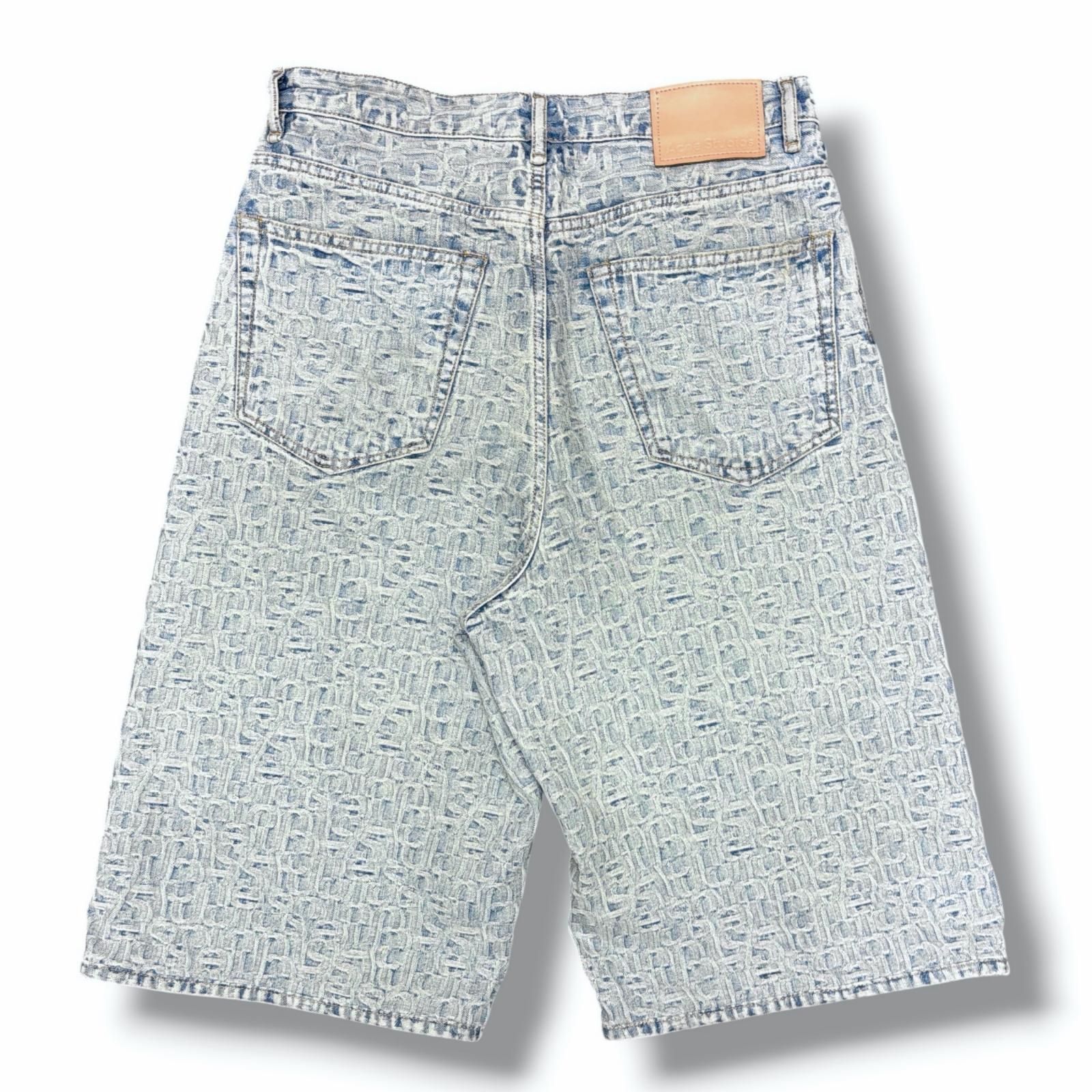 参考上代81400円 ACNE STUDIOS 24AW モノグラムデニムショートパンツ ルーズフィット ハーフパンツ アクネストゥディオズ FN-UX-SHOR00021 インディゴ 44 （15567M）