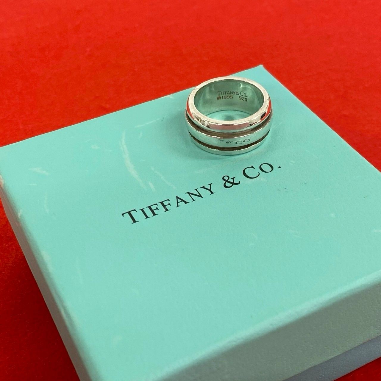極 美品 TIFFANY&Co. ティファニー グルーブド ダブルライン リング シルバー925 10号 指輪 シルバー 26949