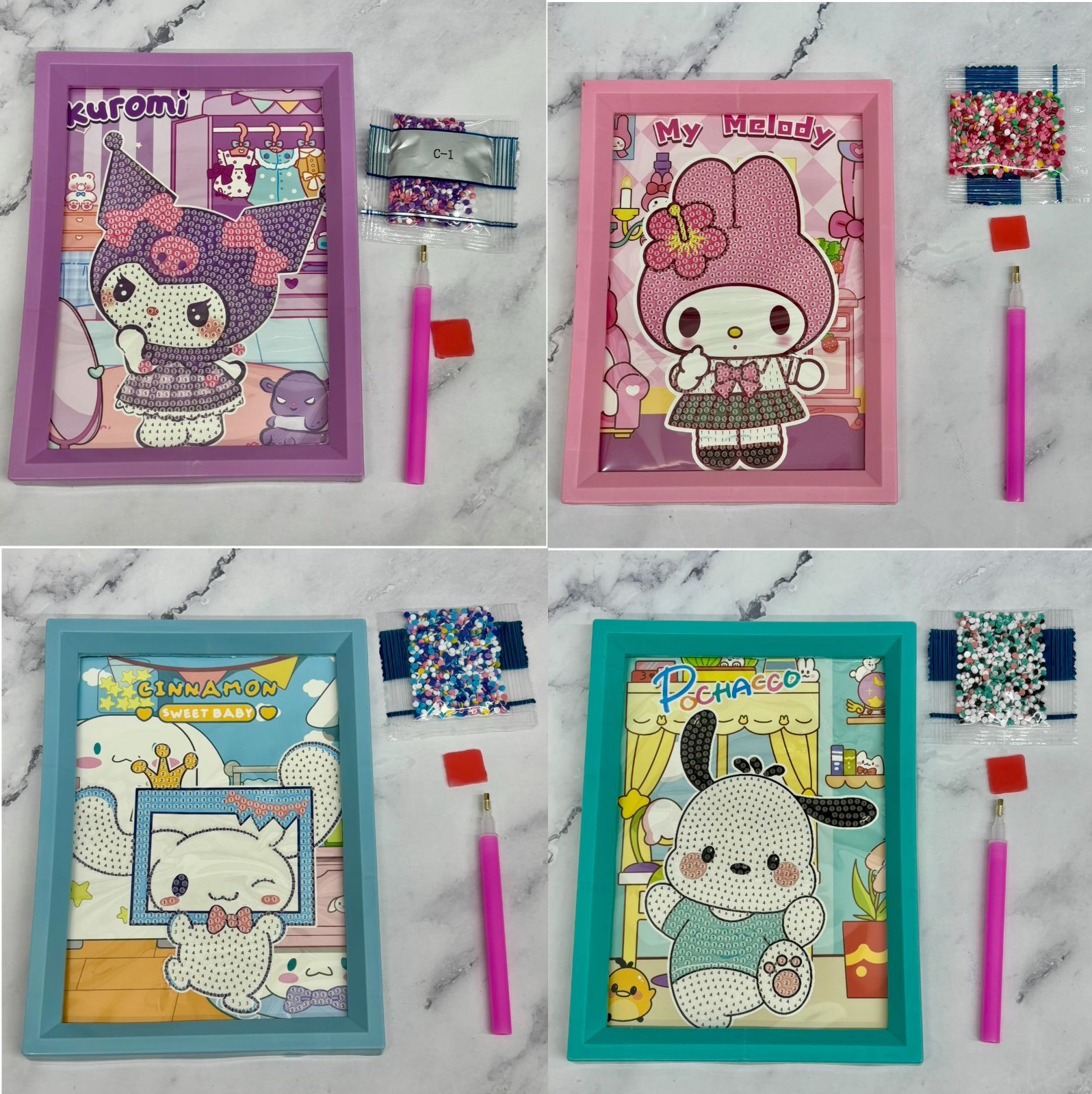 お得4セット☆ダイヤモンドアート 18×13.5cm ラウンド DIYキット