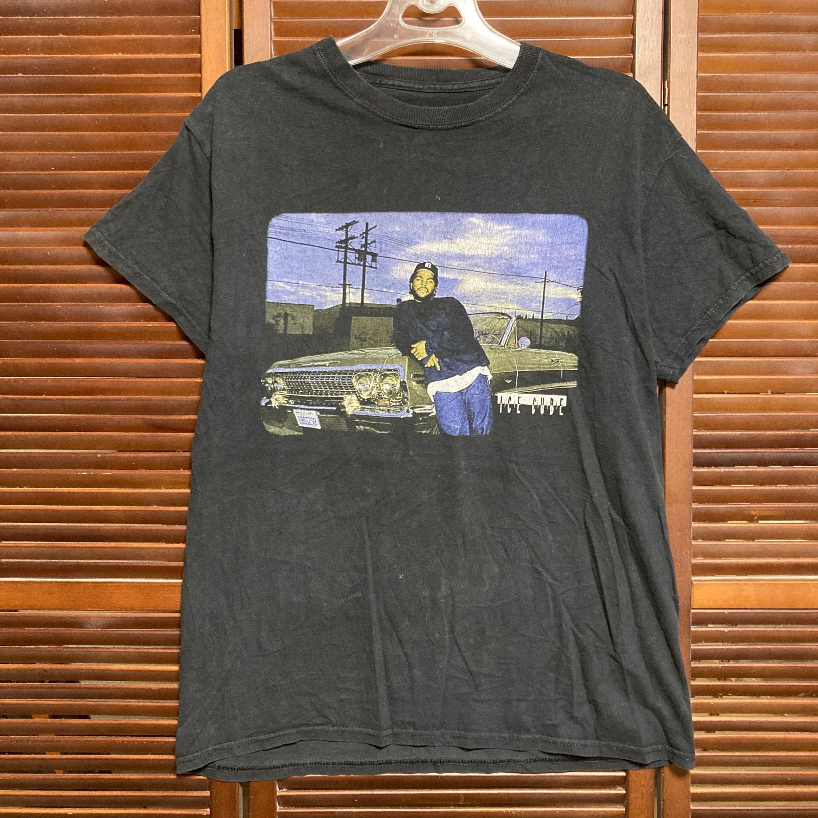 ラップ Tシャツ アイスキューブ ICE CUBE ラッパー ヒップホップ 黒 L