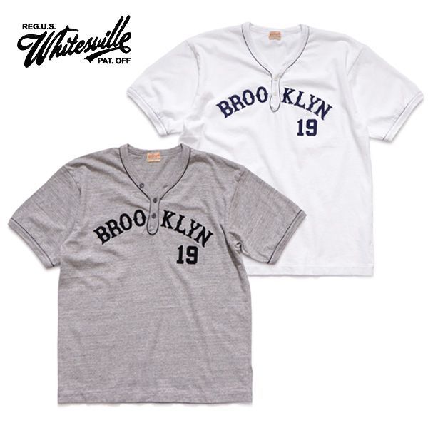 ホワイツビル/WHITES VILLE WV79687 T-SHIRT 半袖 Tシャツ コットン シャツ メンズ レディース ベースボールシャツ 日本製 ヘンリーネック BROOKLYN