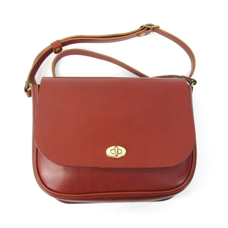 美品 LONA ロナ ショルダーバッグ Clasp-H shoulder middle クラスプエイチ NEBRASKA テラコッタブラウン 47000102