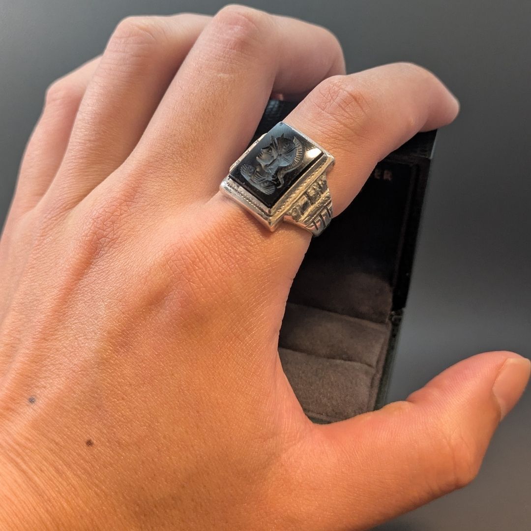 ヴィンテージ 10K × スターリングシルバー インタリオ 約20号