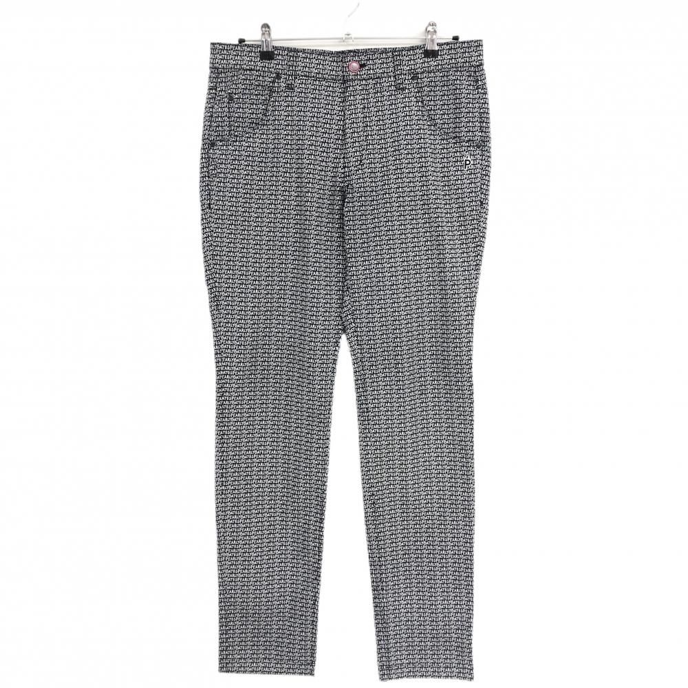【超美品】パーリーゲイツ パンツ 黒×白 英字ロゴ総柄 メンズ 5(L) ゴルフウェア PEARLY GATES
