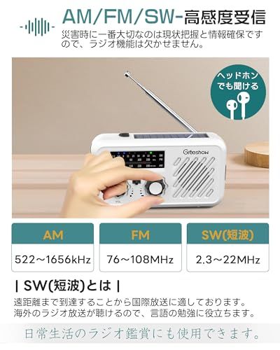【2025年新モデル】Greeshow 防災ラジオ 多機能 手回しラジオ FM/ 2025年新モデル】Greeshow 防災ラジオ 多機能 手回しラジオ FM/AM/SW