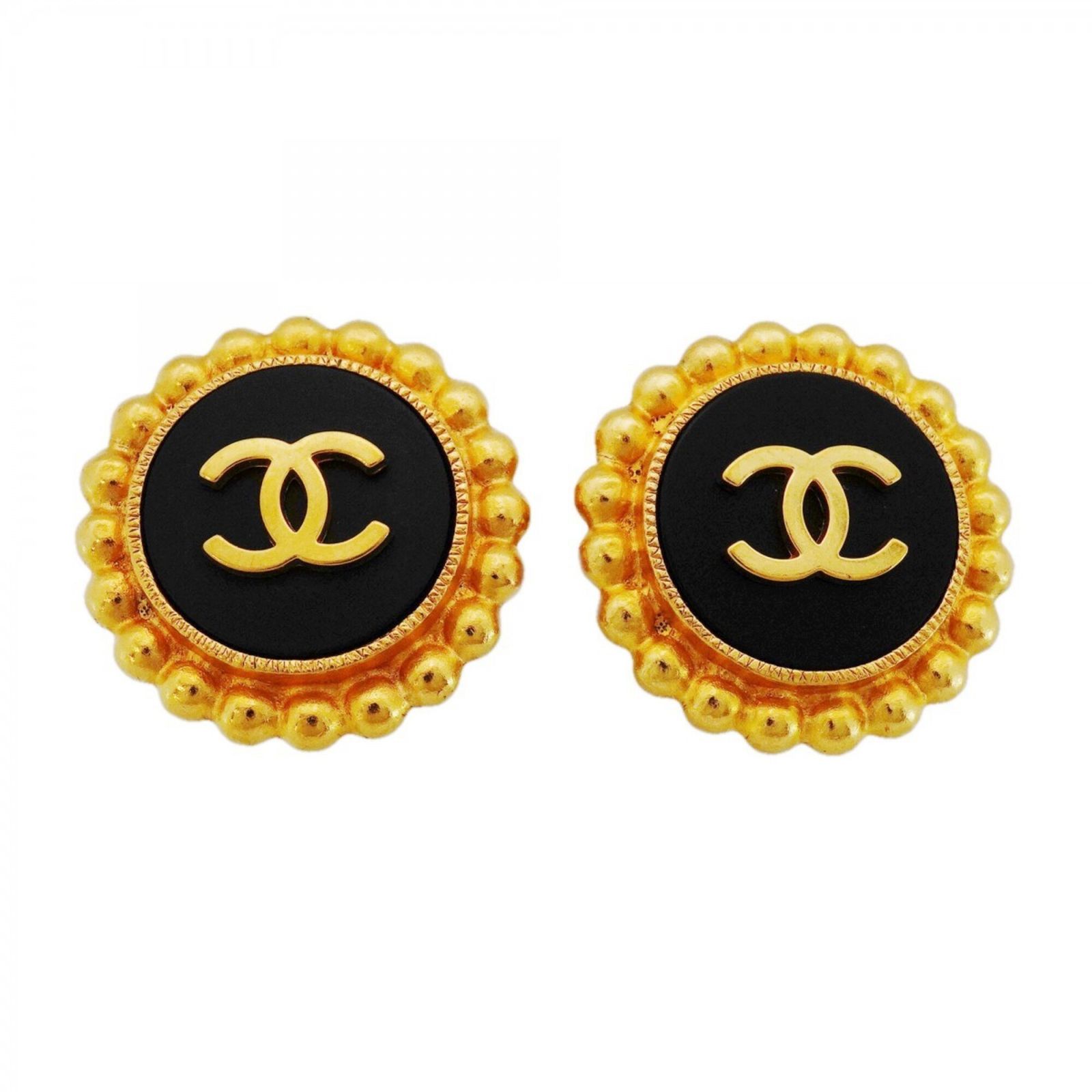 シャネル(Chanel) シャネル イヤリング ココマーク GPメッキ ゴールド ブラックレディース